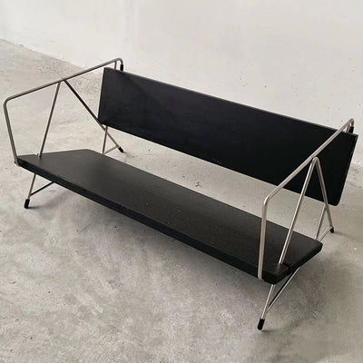 Modern Minimalist Rectangular Solid Wood Iron Bookshelves 4-Leg For Home Office