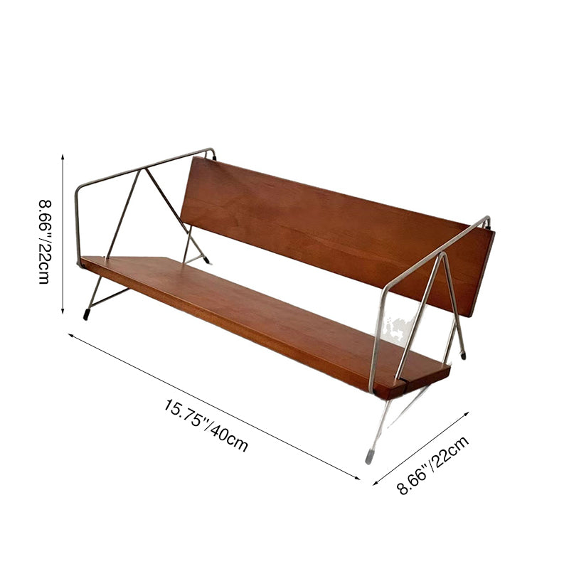 Modern Minimalist Rectangular Solid Wood Iron Bookshelves 4-Leg For Home Office
