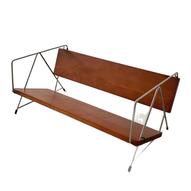 Modern Minimalist Rectangular Solid Wood Iron Bookshelves 4-Leg For Home Office