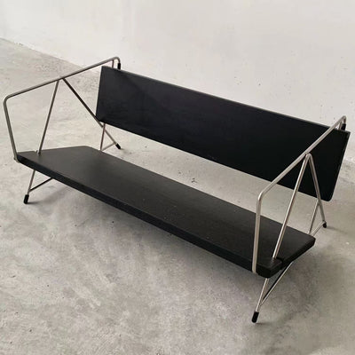 Modern Minimalist Rectangular Solid Wood Iron Bookshelves 4-Leg For Home Office