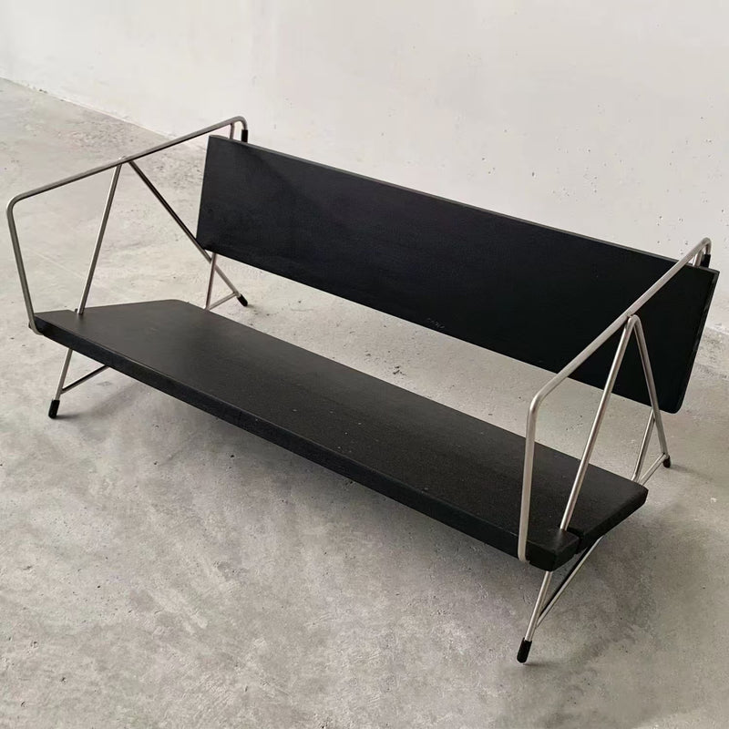 Modern Minimalist Rectangular Solid Wood Iron Bookshelves 4-Leg For Home Office