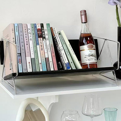 Modern Minimalist Rectangular Solid Wood Iron Bookshelves 4-Leg For Home Office