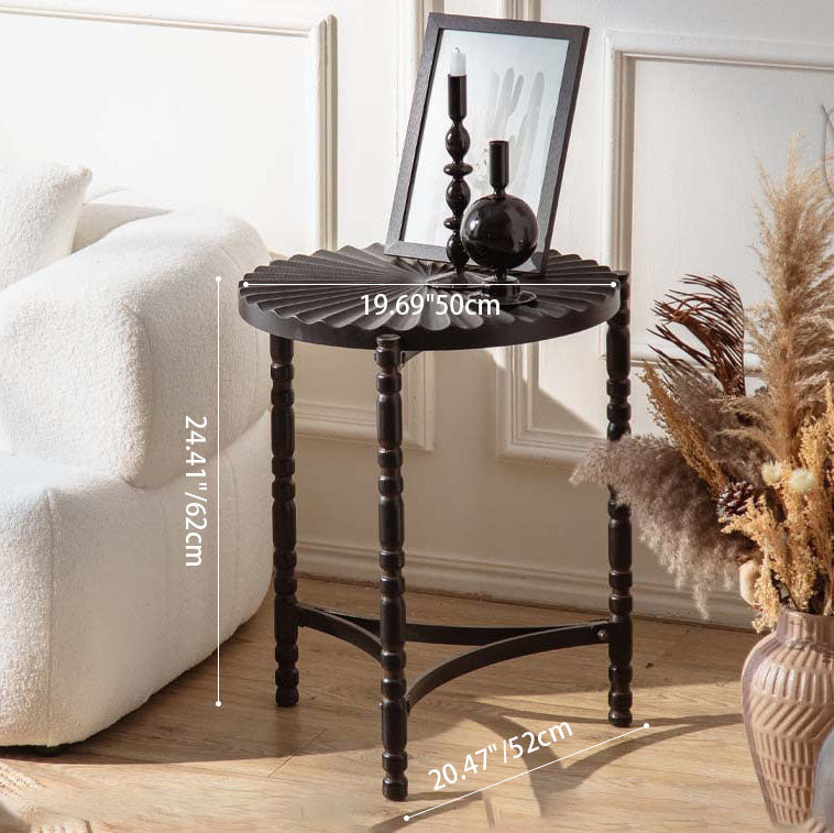 Traditional Vintage Oval Round Iron Medium Density Fiberboard End Table 1/2-Tier 3/5-Leg For Living Room