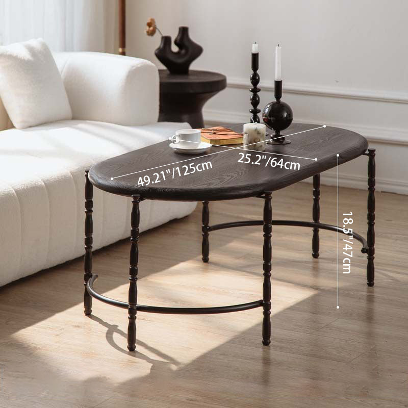 Traditional Vintage Oval Round Iron Medium Density Fiberboard End Table 1/2-Tier 3/5-Leg For Living Room