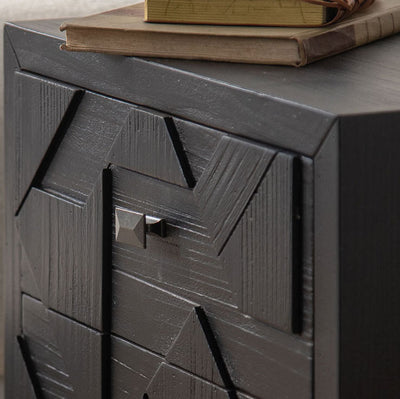 Modern Minimalist Rectangular Solid Wood Medium Density Fiberboard Iron Nightstand 2-Drawer 4-Leg For Bedroom
