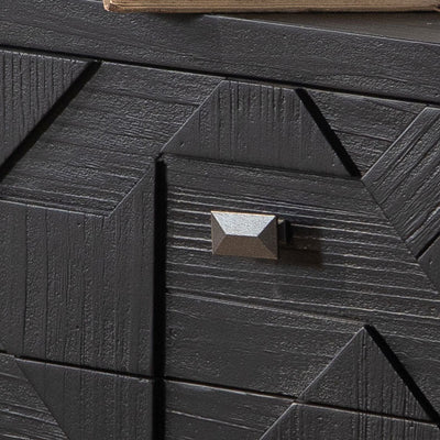 Modern Minimalist Rectangular Solid Wood Medium Density Fiberboard Iron Nightstand 2-Drawer 4-Leg For Bedroom