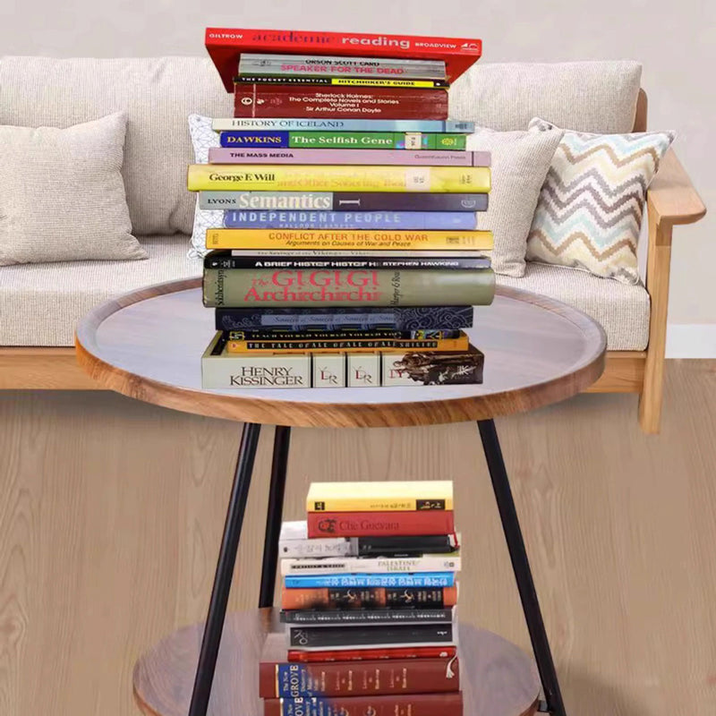 Modern Minimalist Round Medium Density Fiberboard Carbon Steel End Table 2-Tier 3-Leg For Living Room