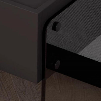 Modern Minimalist Rectangular Solid Wood Ecological Board Tempered Glass Nightstand 2-Leg 1-Drawer For Bedroom