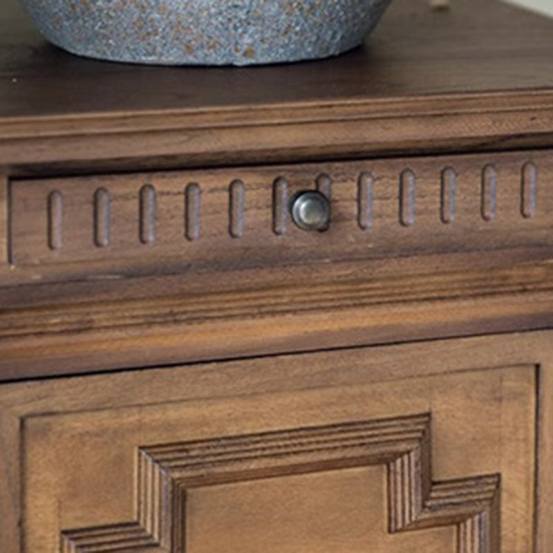 Modern Minimalist Rectangular Solid Wood End Table 4-Leg 1-Cabinet For Living Room