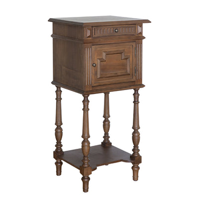 Modern Minimalist Rectangular Solid Wood End Table 4-Leg 1-Cabinet For Living Room