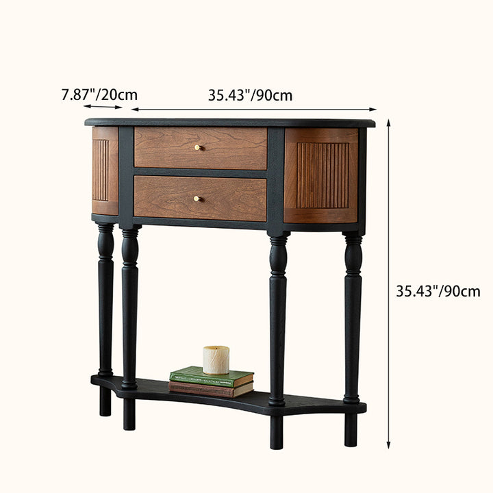 Table d'appoint rectangulaire vintage traditionnelle en panneau de fibres à densité moyenne et bois massif, à 4 pieds et 4 compartiments, pour salon 