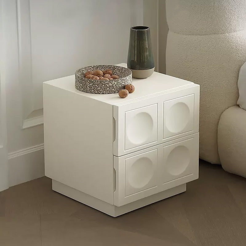 Modern Minimalist Cube Medium Density Fiberboard Nightstand 2-Drawer For Bedroom