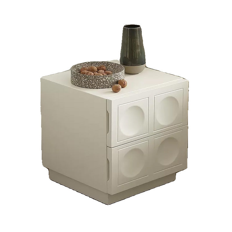 Modern Minimalist Cube Medium Density Fiberboard Nightstand 2-Drawer For Bedroom