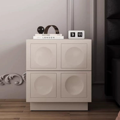 Modern Minimalist Cube Medium Density Fiberboard Nightstand 2-Drawer For Bedroom