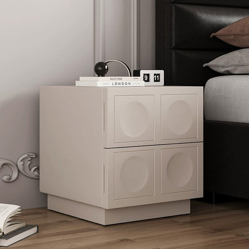 Modern Minimalist Cube Medium Density Fiberboard Nightstand 2-Drawer For Bedroom