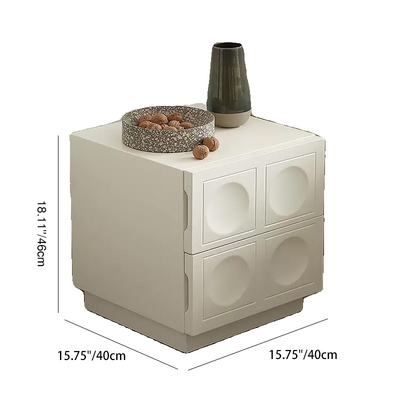 Modern Minimalist Cube Medium Density Fiberboard Nightstand 2-Drawer For Bedroom