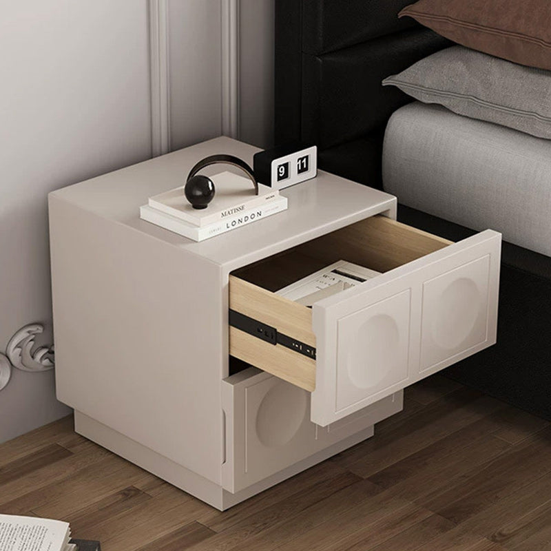 Modern Minimalist Cube Medium Density Fiberboard Nightstand 2-Drawer For Bedroom