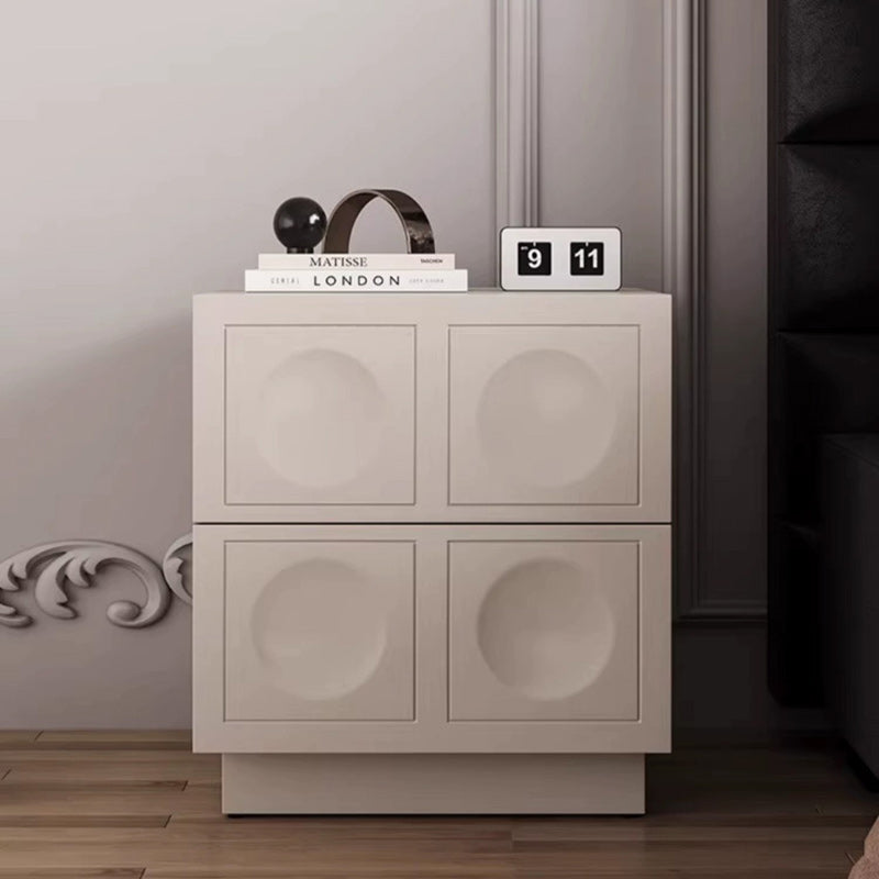 Modern Minimalist Cube Medium Density Fiberboard Nightstand 2-Drawer For Bedroom