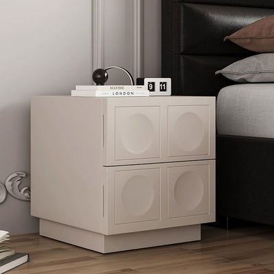 Modern Minimalist Cube Medium Density Fiberboard Nightstand 2-Drawer For Bedroom
