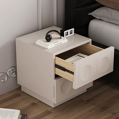 Modern Minimalist Cube Medium Density Fiberboard Nightstand 2-Drawer For Bedroom