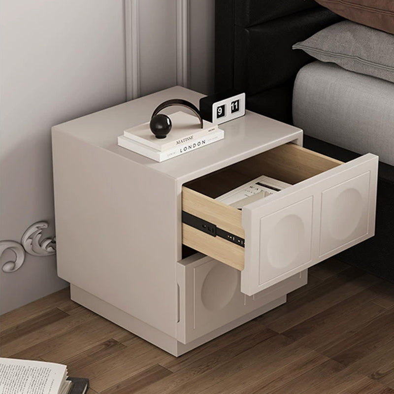 Modern Minimalist Cube Medium Density Fiberboard Nightstand 2-Drawer For Bedroom