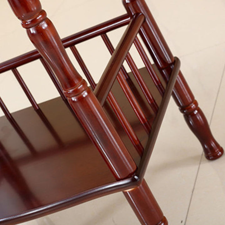 Mesa auxiliar rectangular vintage tradicional de MDF con acabado de madera de abedul, 2 niveles y 4 patas, para sala de estar 