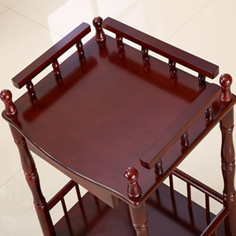 Mesa auxiliar rectangular vintage tradicional de MDF con acabado de madera de abedul, 2 niveles y 4 patas, para sala de estar 