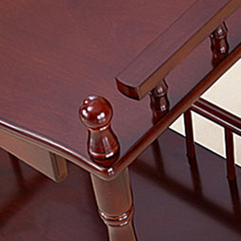 Mesa auxiliar rectangular vintage tradicional de MDF con acabado de madera de abedul, 2 niveles y 4 patas, para sala de estar 