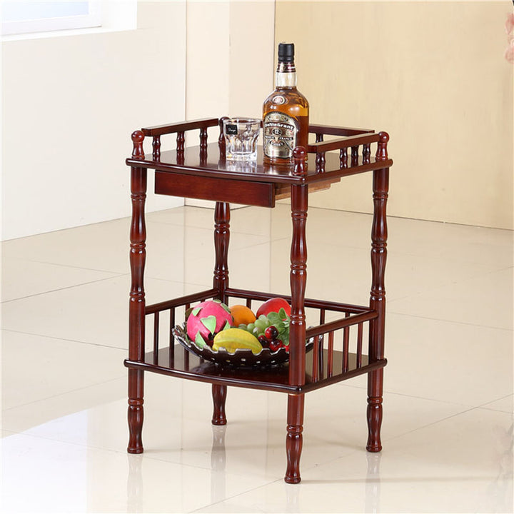 Mesa auxiliar rectangular vintage tradicional de MDF con acabado de madera de abedul, 2 niveles y 4 patas, para sala de estar 