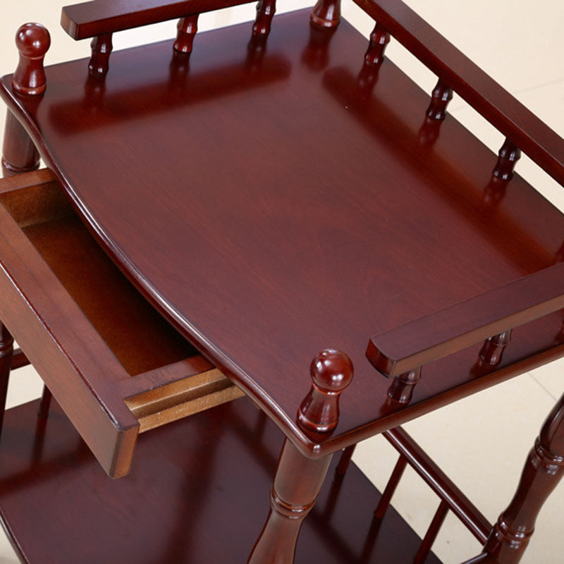 Mesa auxiliar rectangular vintage tradicional de MDF con acabado de madera de abedul, 2 niveles y 4 patas, para sala de estar 