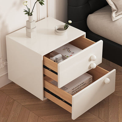 Modern Minimalist Rectangular Medium Density Fiberboard Nightstand 2-Drawer For Bedroom