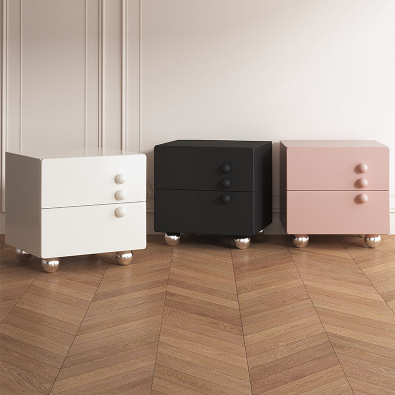 Modern Minimalist Rectangular Medium Density Fiberboard Nightstand 2-Drawer For Bedroom