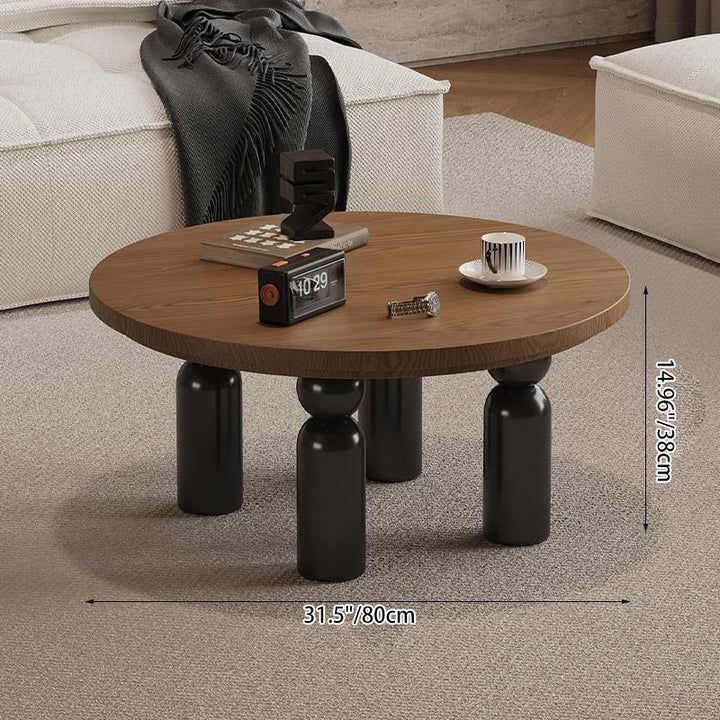 Table d'appoint ronde traditionnelle vintage en bois massif à 4 pieds pour salon 