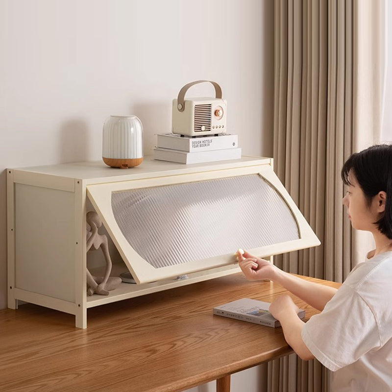 Modern Minimalist Rectangular Bamboo Bookshelves 4-Leg 1/2-Cabinet For Home Office