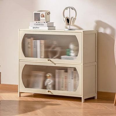 Modern Minimalist Rectangular Bamboo Bookshelves 4-Leg 1/2-Cabinet For Home Office