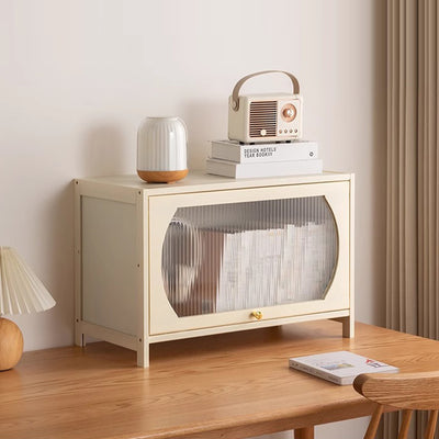 Modern Minimalist Rectangular Bamboo Bookshelves 4-Leg 1/2-Cabinet For Home Office