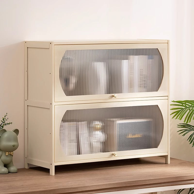 Modern Minimalist Rectangular Bamboo Bookshelves 4-Leg 1/2-Cabinet For Home Office
