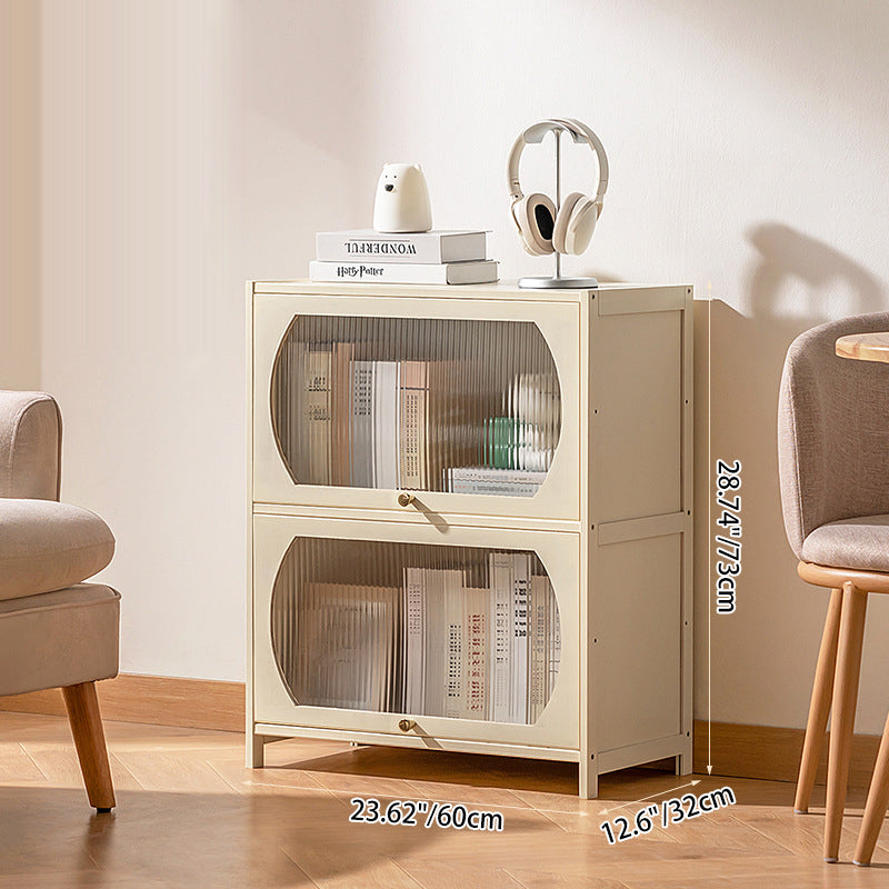 Modern Minimalist Rectangular Bamboo Bookshelves 4-Leg 1/2-Cabinet For Home Office