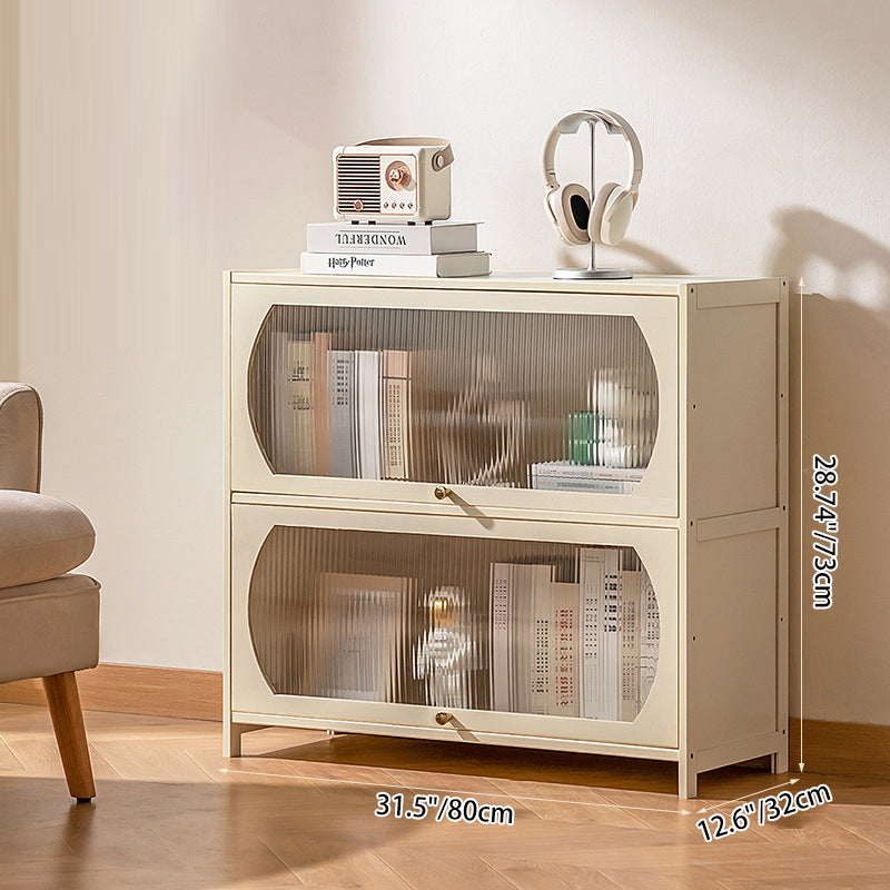 Modern Minimalist Rectangular Bamboo Bookshelves 4-Leg 1/2-Cabinet For Home Office