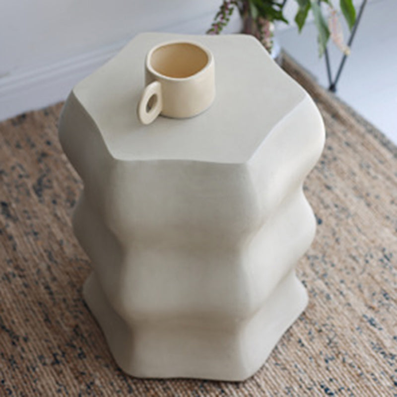 Modern Minimalist Wavy Cube Magnesium Oxide End Table For Living Room