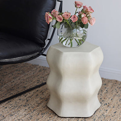 Modern Minimalist Wavy Cube Magnesium Oxide End Table For Living Room