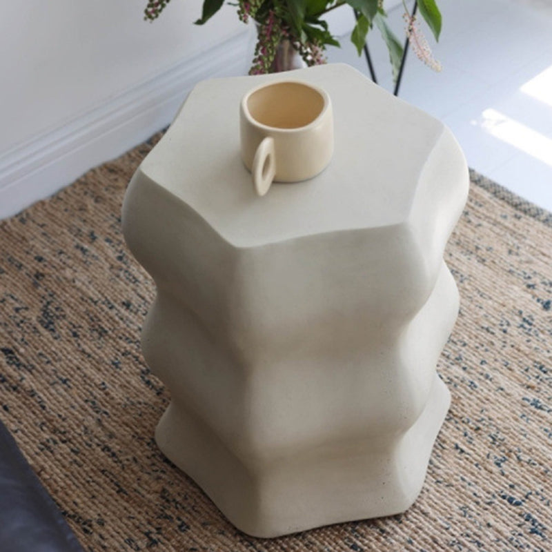Modern Minimalist Wavy Cube Magnesium Oxide End Table For Living Room