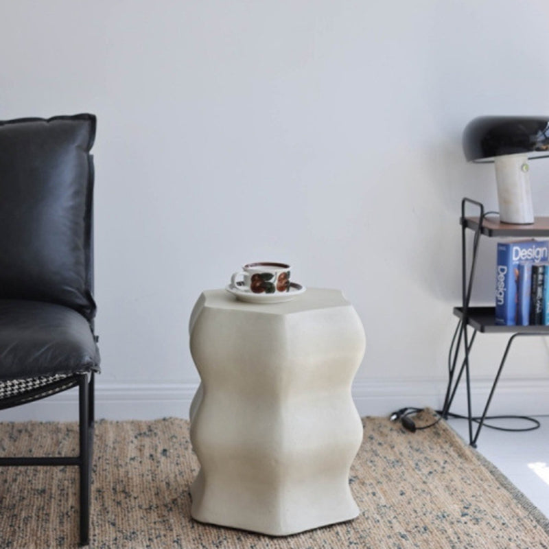 Modern Minimalist Wavy Cube Magnesium Oxide End Table For Living Room