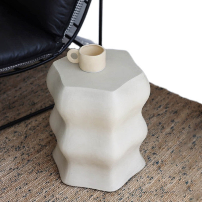 Modern Minimalist Wavy Cube Magnesium Oxide End Table For Living Room