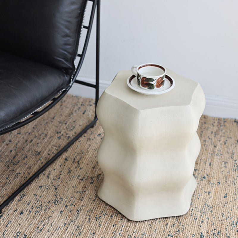 Modern Minimalist Wavy Cube Magnesium Oxide End Table For Living Room
