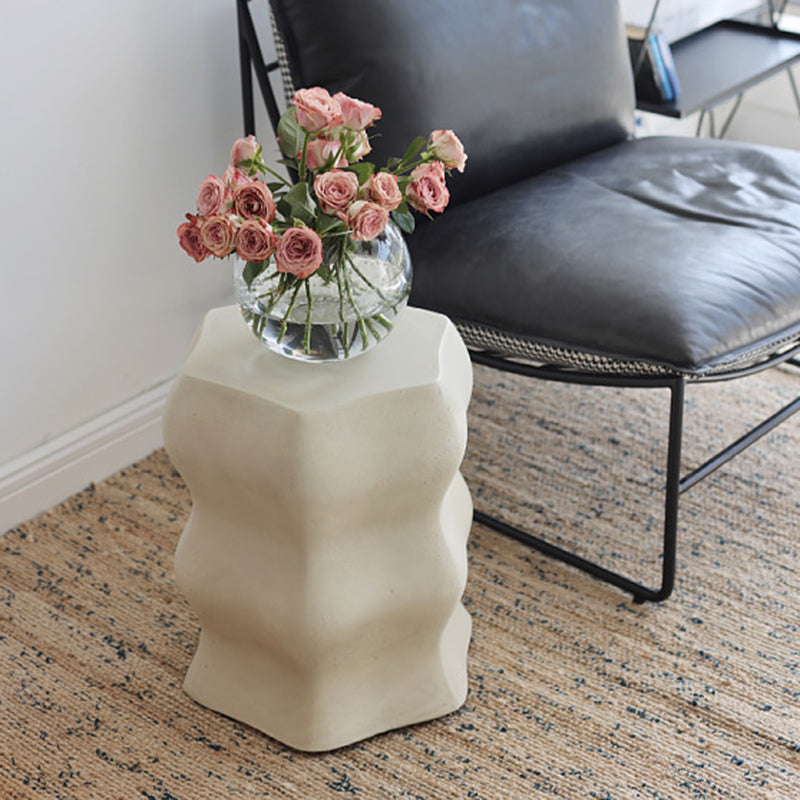Modern Minimalist Wavy Cube Magnesium Oxide End Table For Living Room