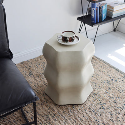 Modern Minimalist Wavy Cube Magnesium Oxide End Table For Living Room