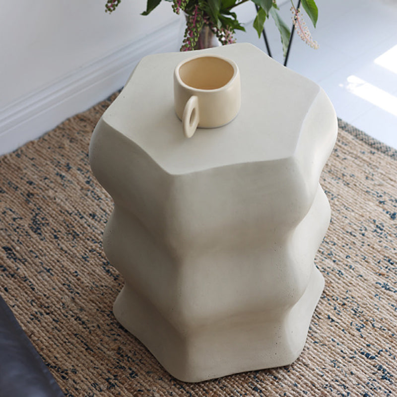 Modern Minimalist Wavy Cube Magnesium Oxide End Table For Living Room