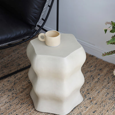 Modern Minimalist Wavy Cube Magnesium Oxide End Table For Living Room