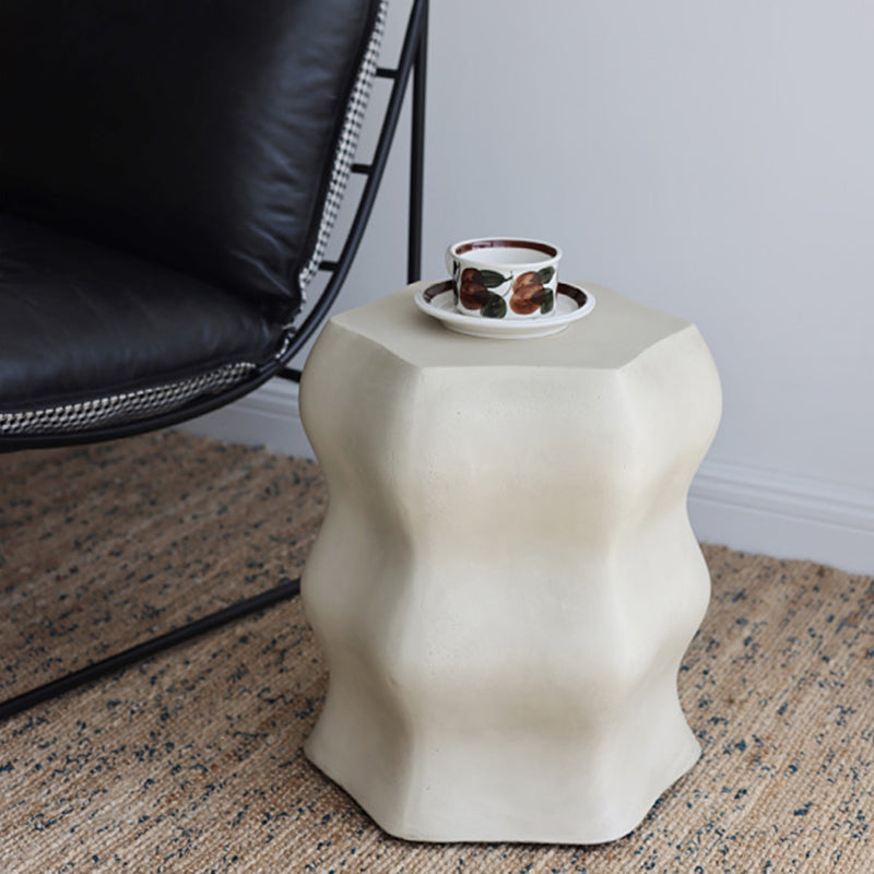 Modern Minimalist Wavy Cube Magnesium Oxide End Table For Living Room